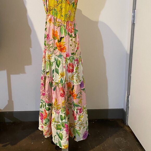 Floral flower collared button up ruffle sleeve Maxi Tea party dress - Picture 4 of 9